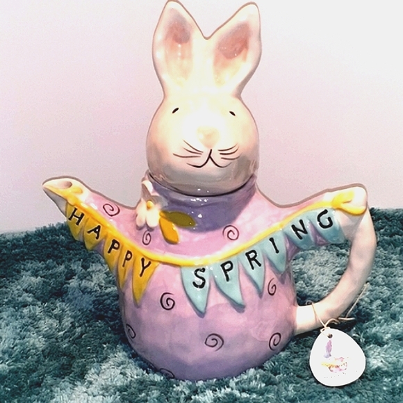Blue Sky Clayworks Bunny Tea Pot by Heather Goldminc - Picture 2 of 8
